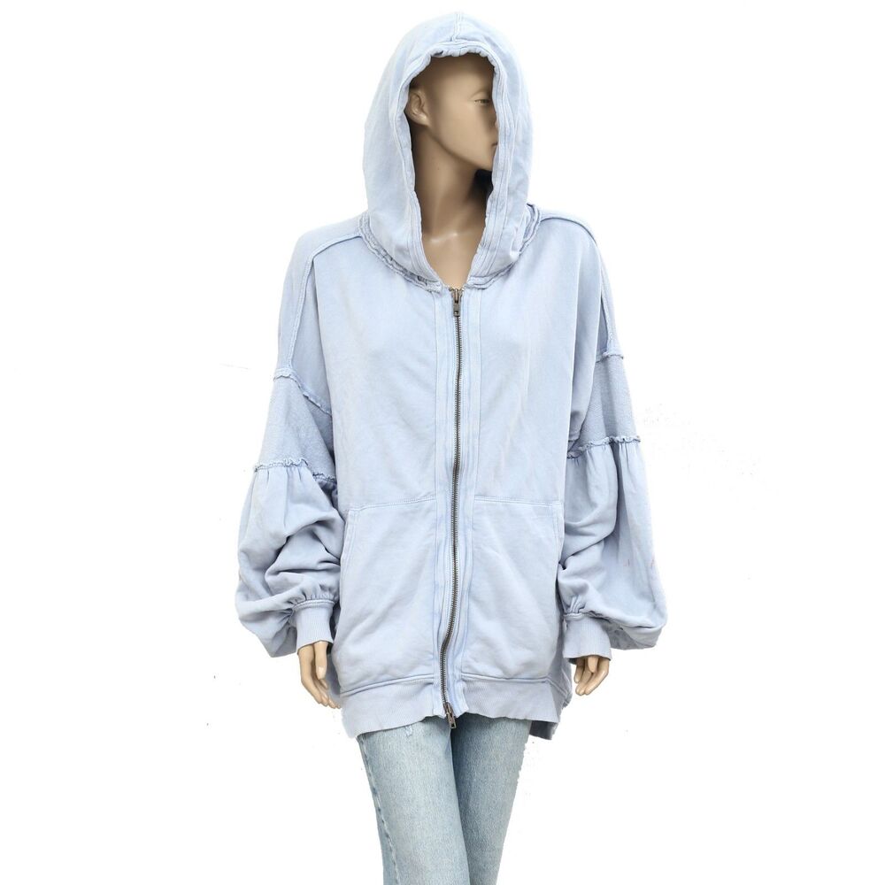 Free People Oversized Hoodie Jacket Sweatshirt Top Balloon Sleeve S NWD 283940